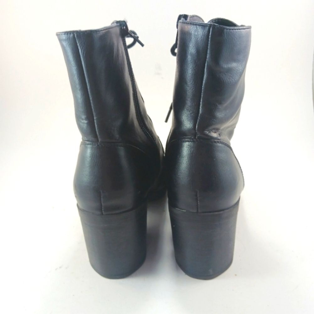 By Guess Block Heel Combat Boot Lace Up/Zip Up Black Faux Leather Women 9M. - Picture 7 of 11